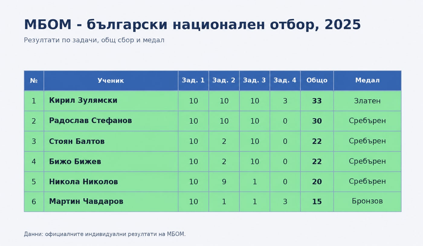 Класиране — МБОМ 2025