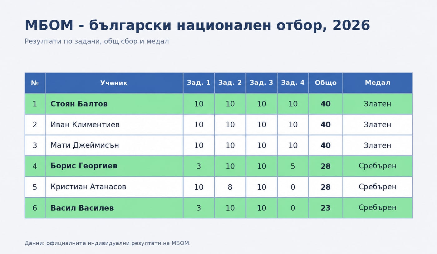 Класиране — МБОМ 2026